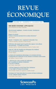 Revue économique 72-6, novembre 2021. Microéconomie appliquée - Kamionka Thierry