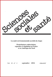 Sciences Sociales et Santé Volume 34 N° 3, septembre 2016 - Calvez Marcel ; Gaudillière Jean-Paul ; Jas Nathal