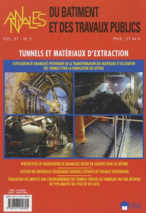 Annales du bâtiment et des travaux publics Volume 67 N° 3, septembre 2015 : Tunnels et matériaux d'e - Buyle-Bodin François