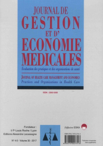 Journal de gestion et d'économie médicales Volume 35 N°4-5, 2017 - Quantin Catherine ; Kebabtchieff Serge