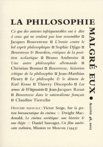 Agone N° 48, 2012 : La philosophie malgré eux - Discepolo Thierry