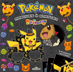 Masques à gratter Halloween. Avec 8 masques à gratter, 1 mètre d'élastique et 1 bâtonnet - THE POKEMON COMPANY