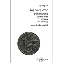 Les vers d'or. Texte grec original avec la traduction française littérale précédée d'un avertissemen - PYTHAGORE