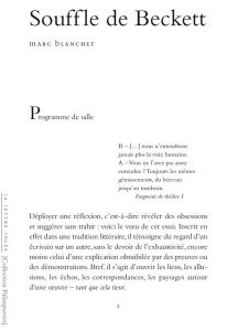 Souffle de Beckett - Blanchet Marc