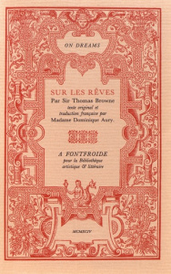 Sur les rêves. Edition bilingue français-anglais - Browne Thomas ; Aury Dominique