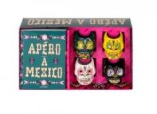 Coffret Apéro à Mexico. Contient : 4 mini-verres "tête de mort", 1 livre - ALEXANDRE TERWAGNE