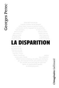 La Disparition - Perec Georges