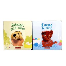 Pack 2 volumes Mes livres marionnettes : Les bêbêtes : Lucas le chat %3B Adrien petit chien - Chetaud Hélène