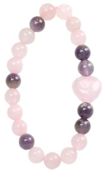 Emprunter BRACELET QUARTZ ROSE ET AMETHYSTE PERLES RONDES 8 MM ET PERLE COEUR 1,5 CM livre