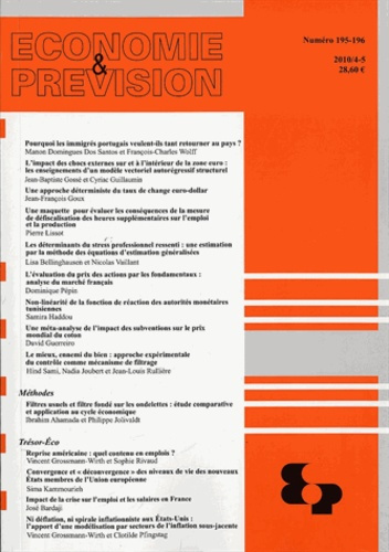 Emprunter Economie et prévision N° 195-196/2010 livre