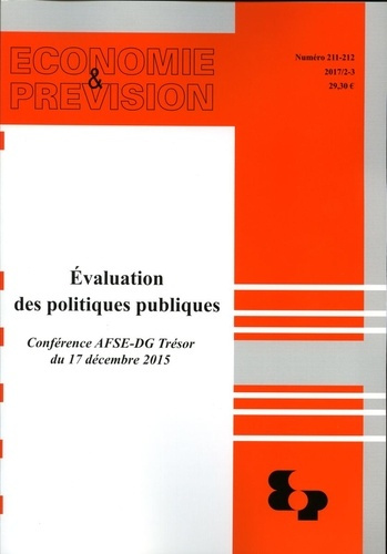 Emprunter Economie et prévision N° 211-212 : Evaluation des politiques publiques. Conférence AFSE-DG tresor du livre