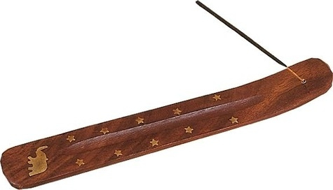 Emprunter Porte Encens Bois sculpté. incrustation laiton livre