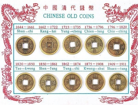 Emprunter pieces chinoises laiton - planche 10 pieces livre