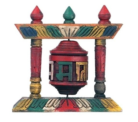 Emprunter Moulin à prières PM Népal bois peint livre