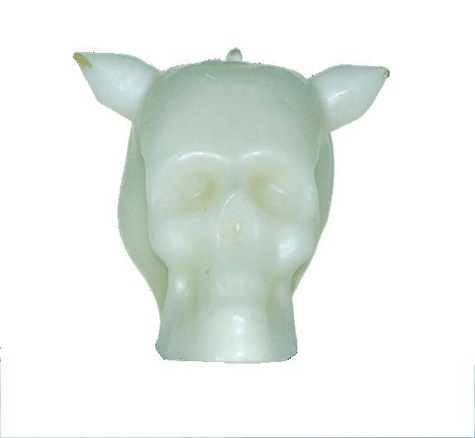 Emprunter BOUGIE FIGURATIVE - TETE DE MORT AVEC 3 MECHES - BLANC livre