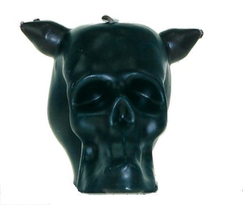 Emprunter BOUGIE FIGURATIVE - TETE DE MORT AVEC 3 MECHES - NOIR livre