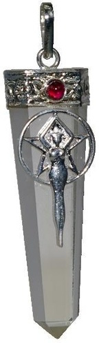 Emprunter Pendentif pointe Cristal de roche pentacle et déesse livre