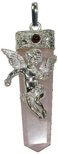 Emprunter Pendentif pointe Ange - Quartz rose livre