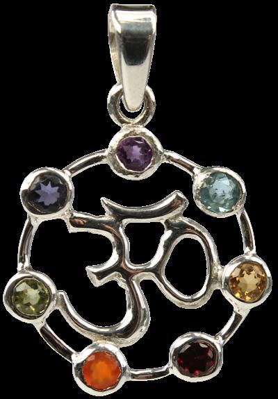 Emprunter PENDENTIF PIERRES DES CHAKRAS ARGENT 925 OM livre