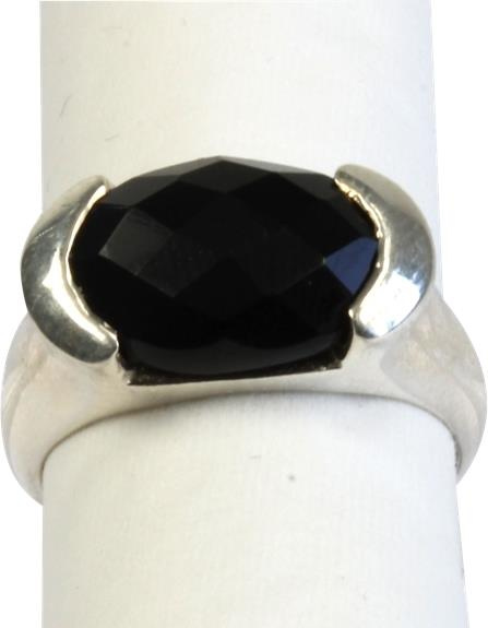 Emprunter bague argent onyx noir facette - taille 52 livre