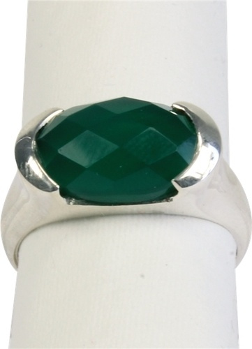 Emprunter bague argent onyx vert facette - taille 57 livre