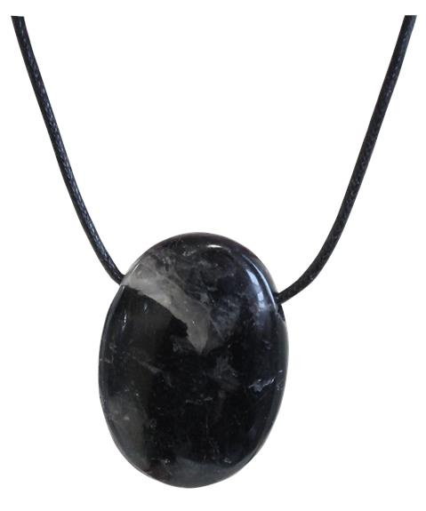 Emprunter COLLIER TOURMALINE NOIRE PIERRE OVALE PERCEE CORDON NOIR livre