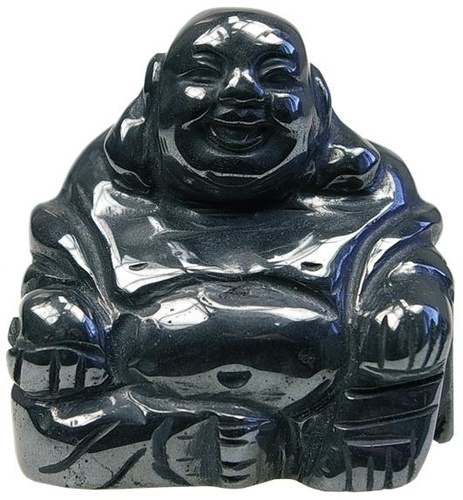 Emprunter bouddha rieur assis 4 cm - hematite livre
