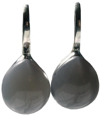 Emprunter Boucles d'oreilles Pierre bombée Agate grise - Argent 925 livre