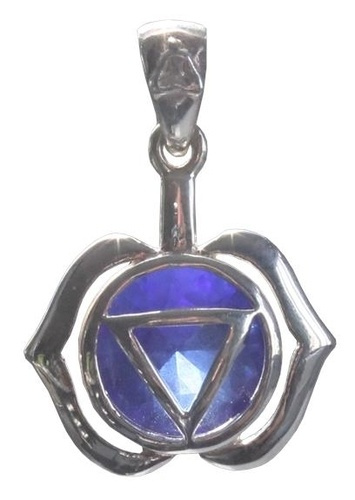 Emprunter MEDAILLE CHAKRA AJNA ARGENT 925 AVEC SAPHIR (SYNTH.) - 2 CM livre