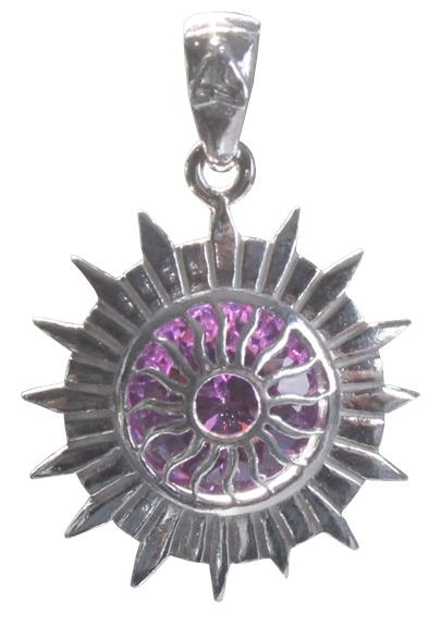 Emprunter MEDAILLE CHAKRA SAHASRARA ARGENT 925 AVEC AMETHYSTE (SYNTH.) - 2 CM livre