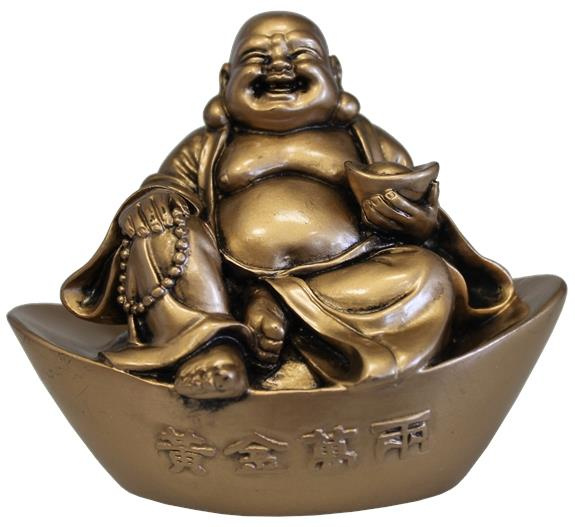 Emprunter BOUDDHA RIEUR SUR LINGOT EN RESINE DOREE 9 CM livre