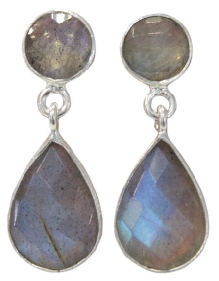 Emprunter BOUCLES D'OREILLES LABRADORITE ARGENT 925 FACETTEES 2 PIERRES livre