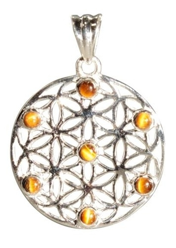 Emprunter PENDENTIF FLEUR DE VIE 7 PIERRES - OEIL DE TIGRE livre