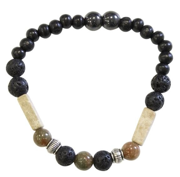 Emprunter BRACELET H PIERRE DE LAVE, JASPE, BOIS, HEMATITE PERLES RONDES livre