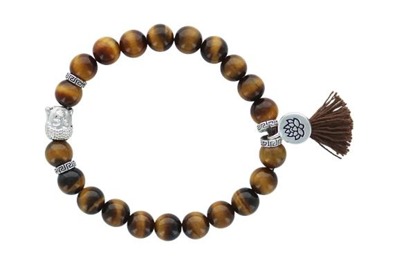 Emprunter BRACELET OEIL DE TIGRE PERLES RONDES 8 MM POMPON ET LOTUS livre