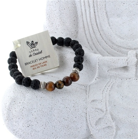 Emprunter Bracelet H Pierre de lave et Oeil de Tigre Perles rondes 8 mm livre