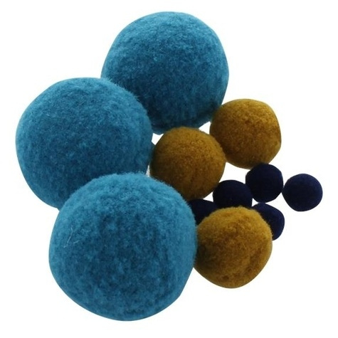 Emprunter pompon rond x 12 ass bleu moutarde livre