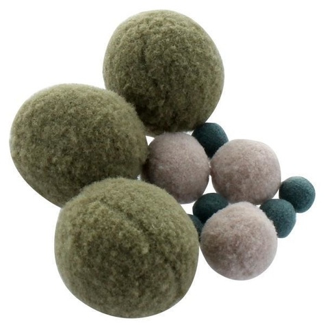 Emprunter pompon rond x 12 ass vert sauge livre