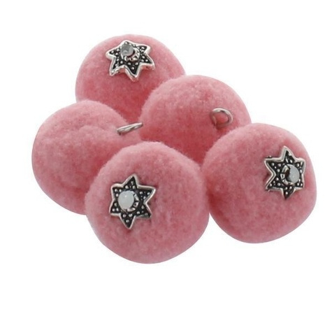 Emprunter pompon 20 mm deco x 5 rose livre