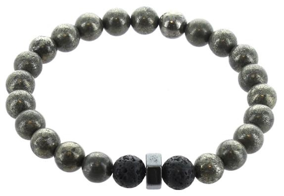 Emprunter Bracelet H Pyrite et Pierre de lave Perles rondes 8 mm livre