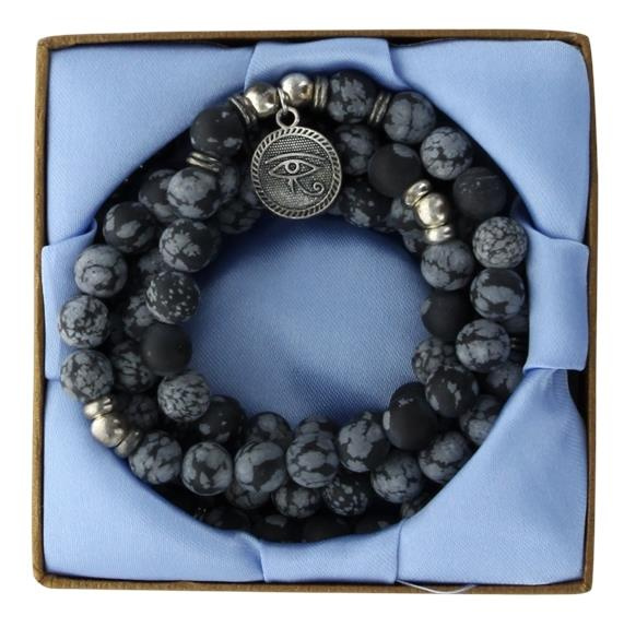 Emprunter MALA EN OBSIDIENNE MOUCHETEE - 108 PERLES DE 8 MM - MEDAILLE OEIL D'HORUS AVEC BOITE livre