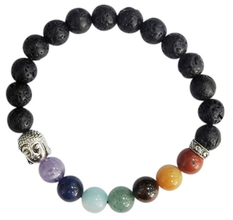 Emprunter BRACELET 7 CHAKRAS PIERRE DE LAVE PERLES RONDES 8 MM BOUDDHA livre