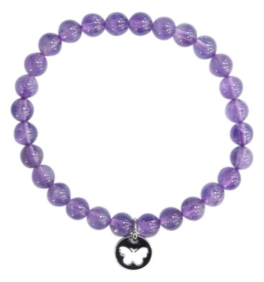 Emprunter BRACELET AMETHYSTE PERLES RONDES 6 MM BRELOQUE PAPILLON livre