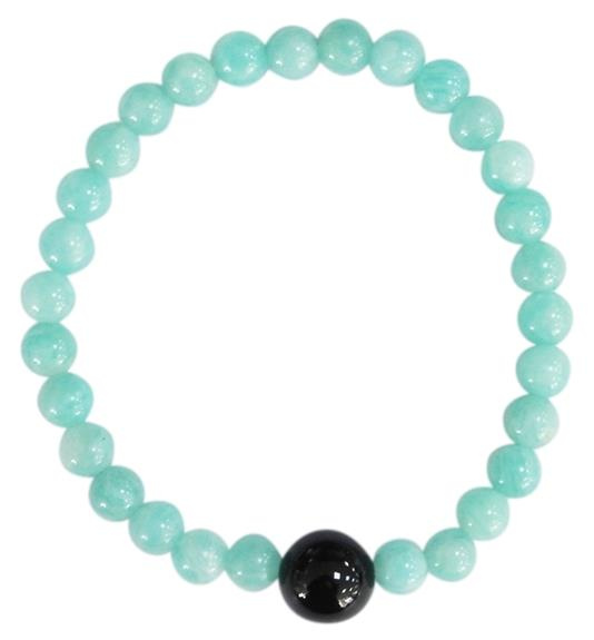 Emprunter BRACELET AMAZONITE PERLES RONDES 6 MM ET PERLE UNIQUE ONYX NOIR 1 CM livre