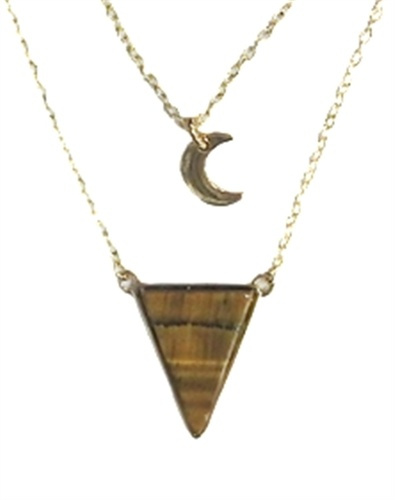 Emprunter COLLIER OEIL DE TIGRE TRIANGLE ET LUNE CHAINE DOREE livre