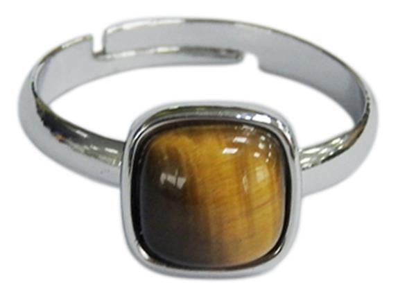 Emprunter BAGUE OEIL DE TIGRE CARREE BOMBEE METAL ARGENTE AJUSTABLE livre
