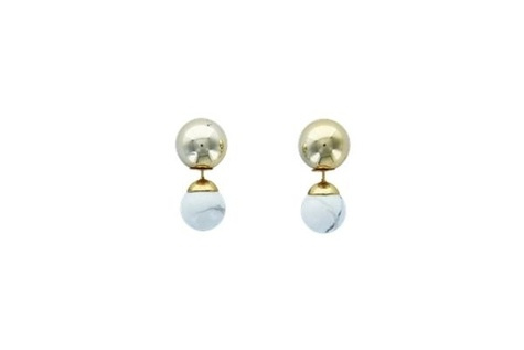 Emprunter BOUCLES D'OREILLES HOWLITE BLANCHE BOULES REVERSIBLES METAL DORE livre