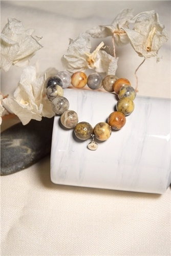 Emprunter BRACELET AGATE CRAZY LACE PERLES RONDES 14 MM livre