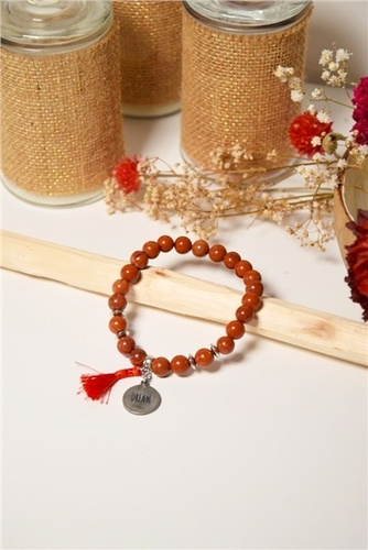 Emprunter BRACELET JASPE ROUGE PERLES RONDES 8 MM POMPON BRELOQUE DREAM livre