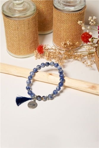 Emprunter BRACELET SODALITE PERLES RONDES 8 MM POMPON BRELOQUE GRATITUDE livre